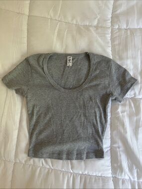 Los angeles apparel  Scoop Neck Gray cropped tee